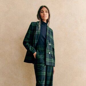 Sezane Green Plaid Blazer